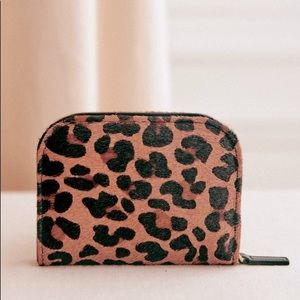Sézane Victor Calfskin Leopard Mini Continental Zipped Wallet